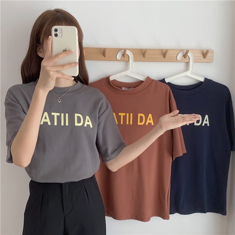 Real shot short sleeve T-shirt women's Korean half sleeve top
