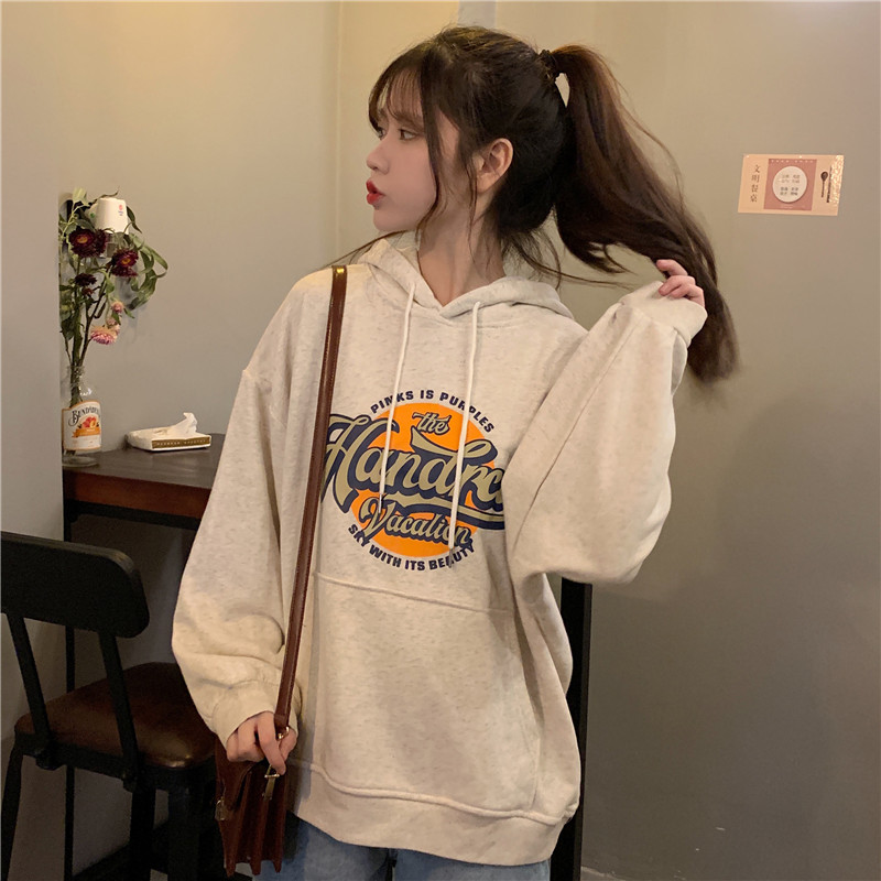 Hong Kong style sweater women's loose Korean version lazy style thin fried Street top