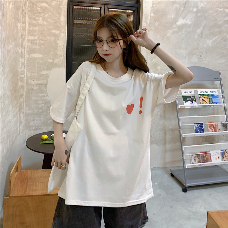 Real photo 2021 new loose white T-shirt women's summer short sleeve T-shirt