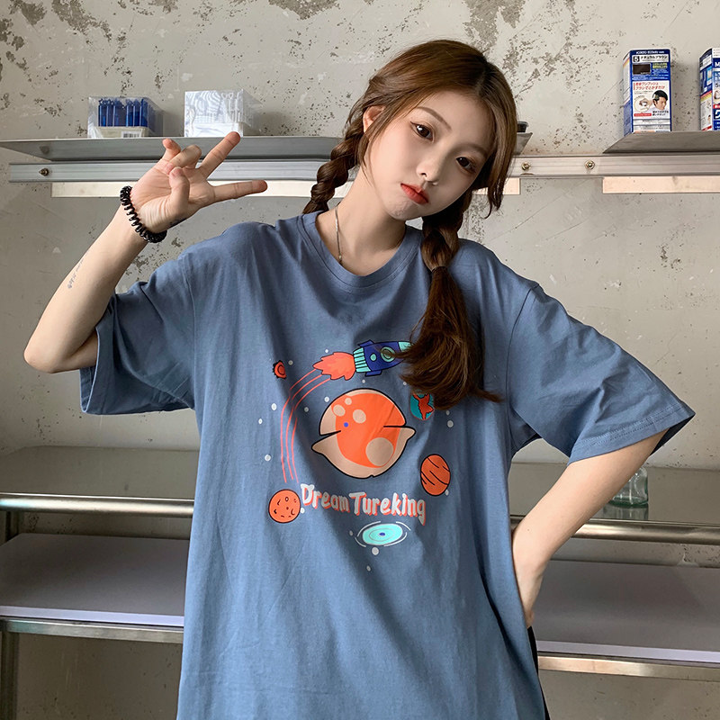 Real shot short sleeve T-shirt women's loose Korean version chaoyuansu fashion high street fried Street sweet cool clothes