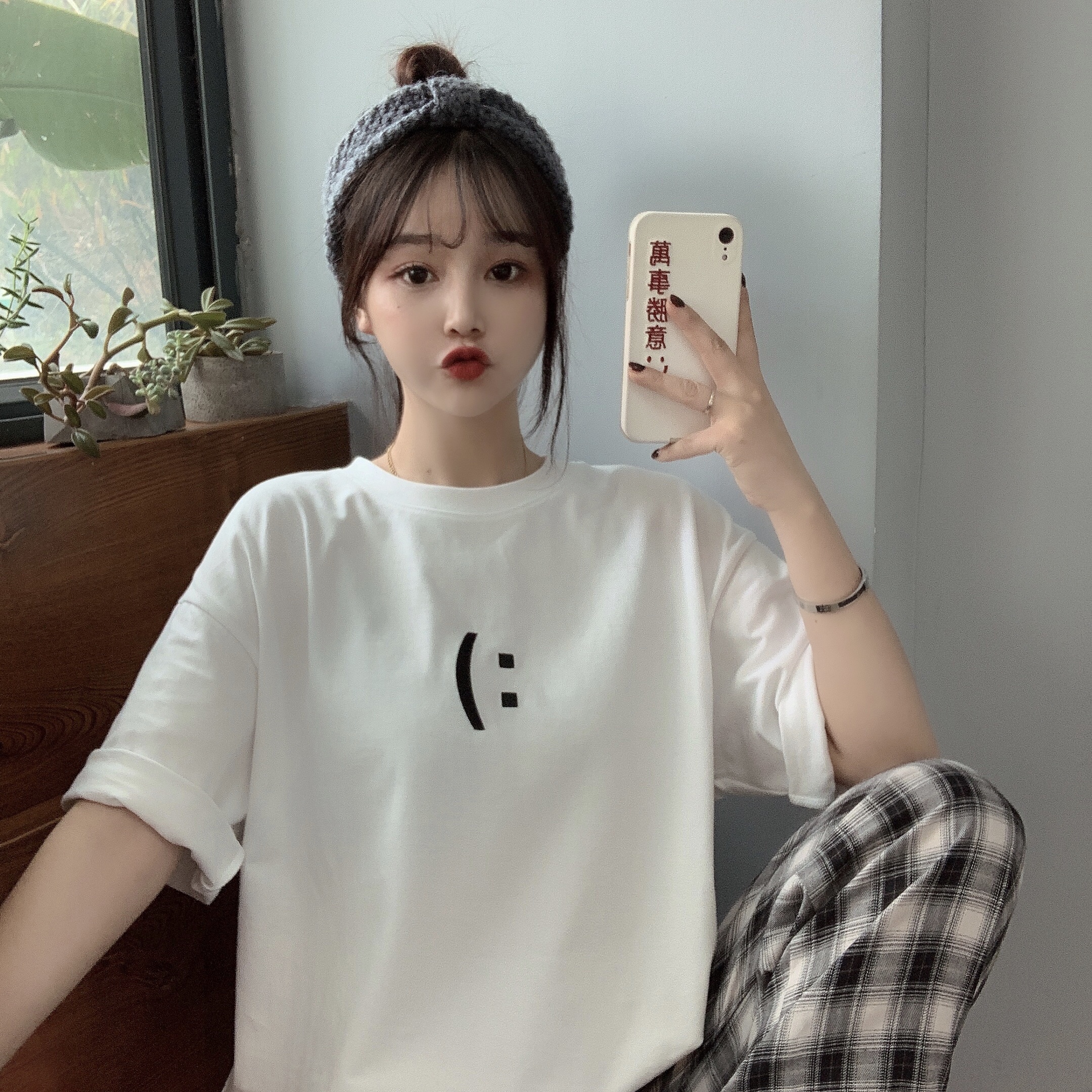 Real shot Korean loose half sleeve 2021 new summer women's top