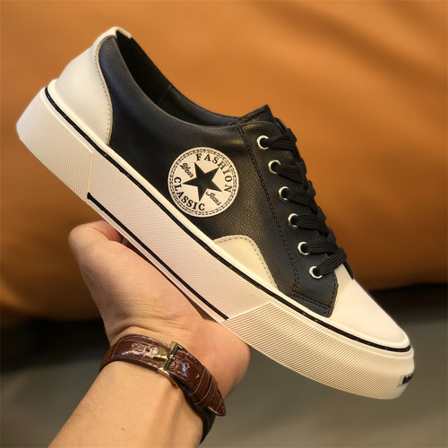 真皮透气英伦风板鞋五角星