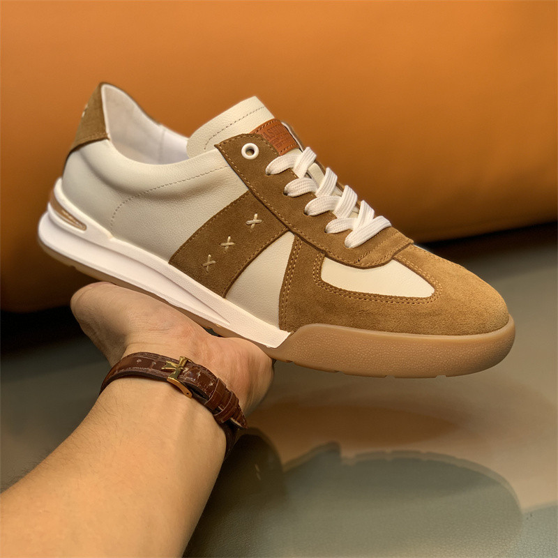 透气英伦风德训鞋真皮拼接板鞋