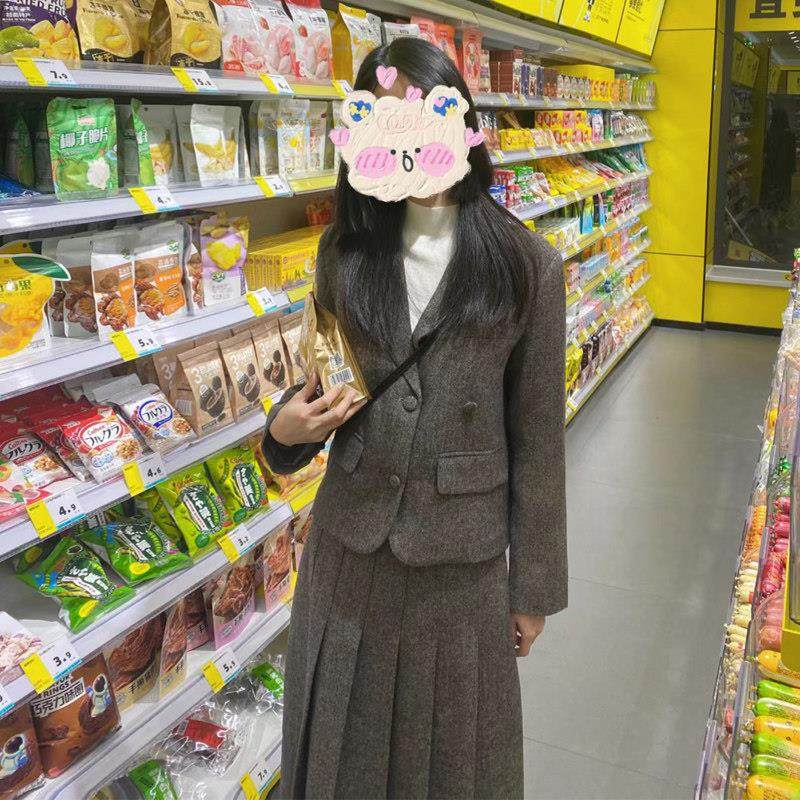 英伦学院风毛呢套装女秋冬韩系复古呢子灰棕色短外套半身裙两件套,女装/女士精品,时尚套装,淘宝优惠券,粉丝福利购,淘宝优惠卷