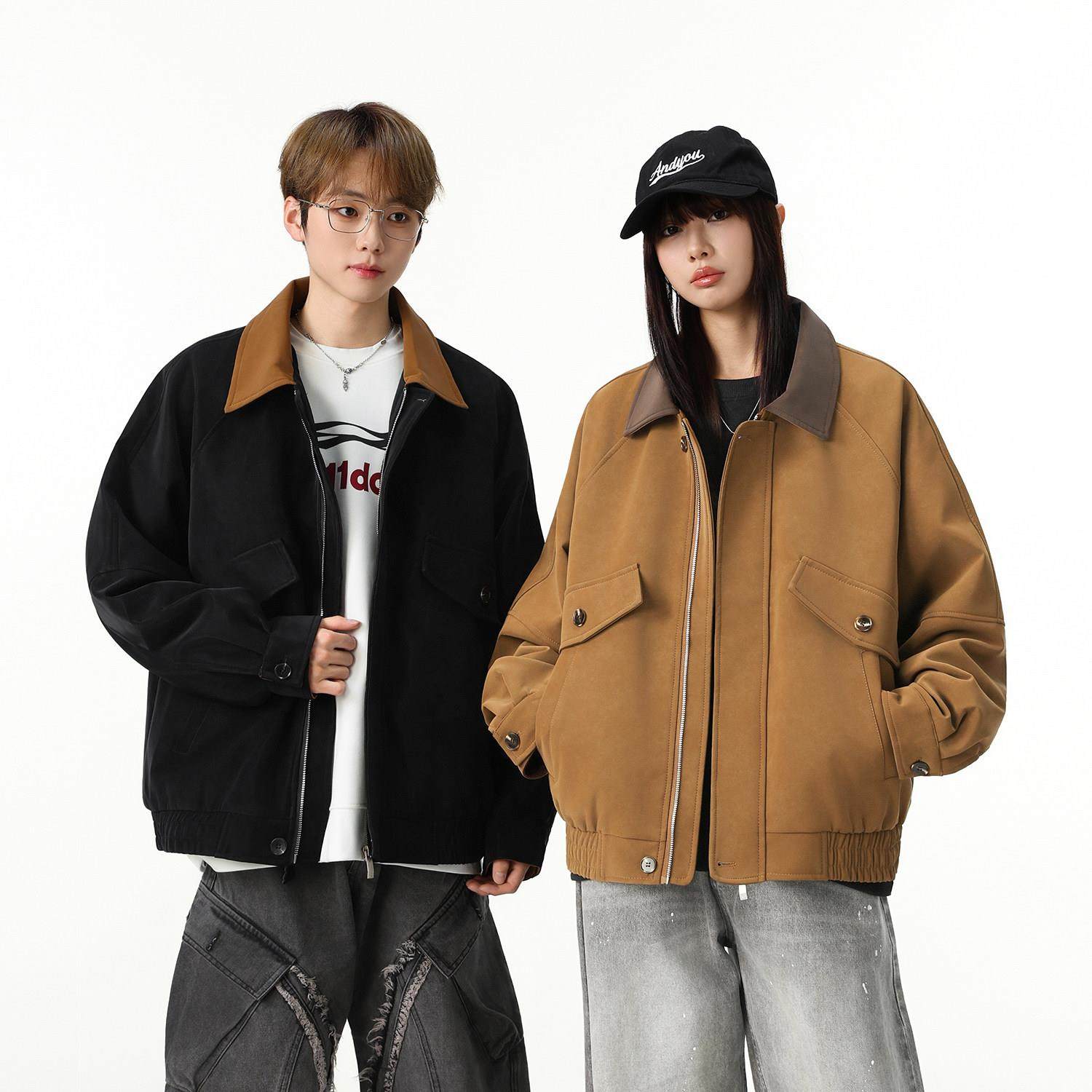 壹秋家 美式翻领皮衣男生秋冬加绒加厚外套潮流cleanfit男装夹克,男装,夹克,淘宝优惠券,粉丝福利购,淘宝优惠卷