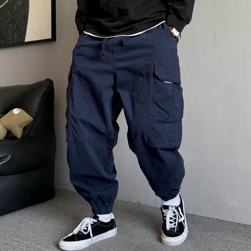 秋冬季美式休闲痞帅重磅加绒大口袋工装裤男宽松抽绳百搭束脚裤子,男装,休闲裤,淘宝优惠券,粉丝福利购,淘宝优惠卷