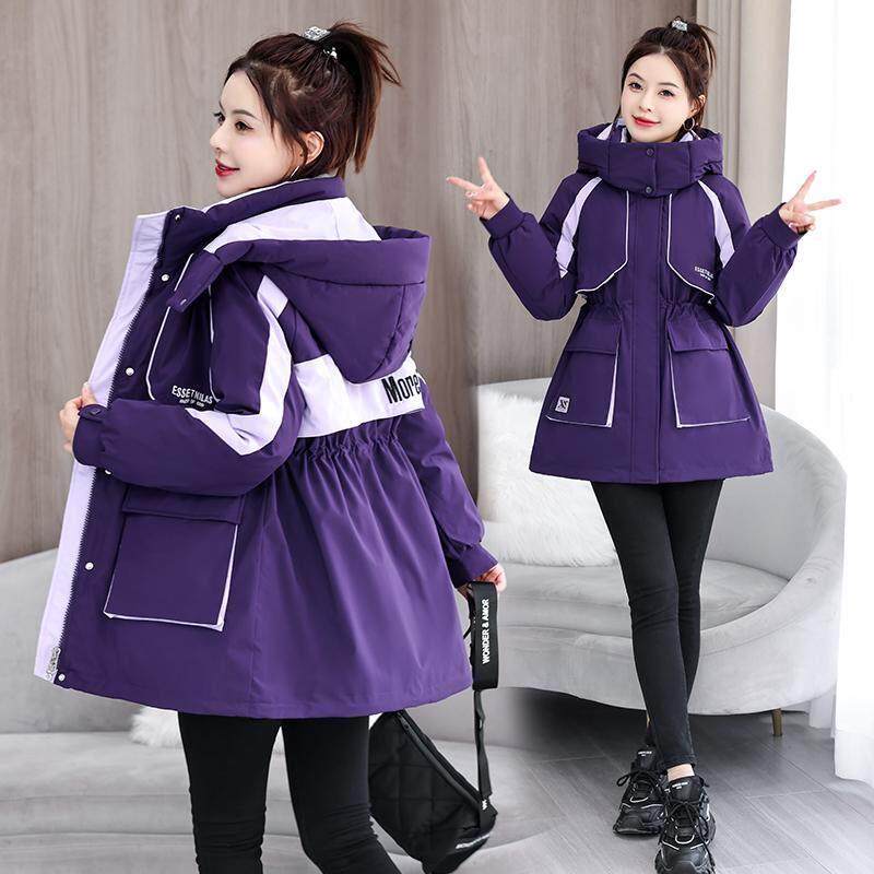 派克棉服外套中长款气质女冬季冲锋棉衣撞色时尚宽松加厚羽绒棉袄,女装/女士精品,棉衣/棉服,淘宝优惠券,粉丝福利购,淘宝优惠卷