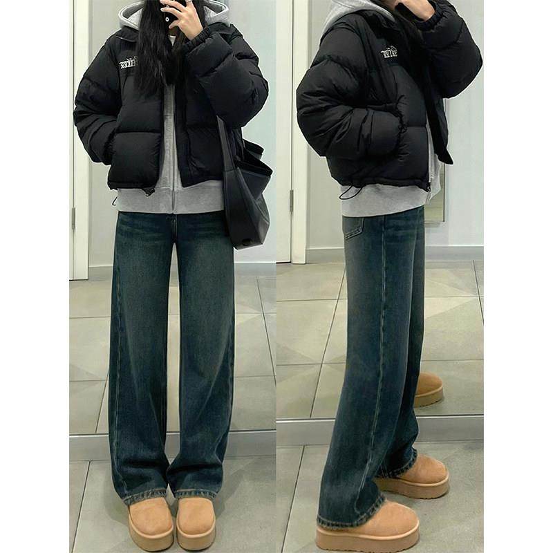 胖妹妹显瘦高腰蓝灰色牛仔裤 梨形身材加绒阔腿裤春秋大码女裤,女装/女士精品,大码裤装,淘宝优惠券,粉丝福利购,淘宝优惠卷