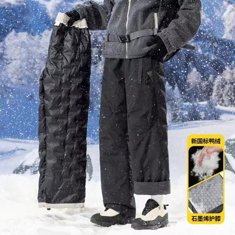 东北哈尔滨滑雪羽绒裤男女雪乡漠河旅游防寒装备防风防水保暖冬季