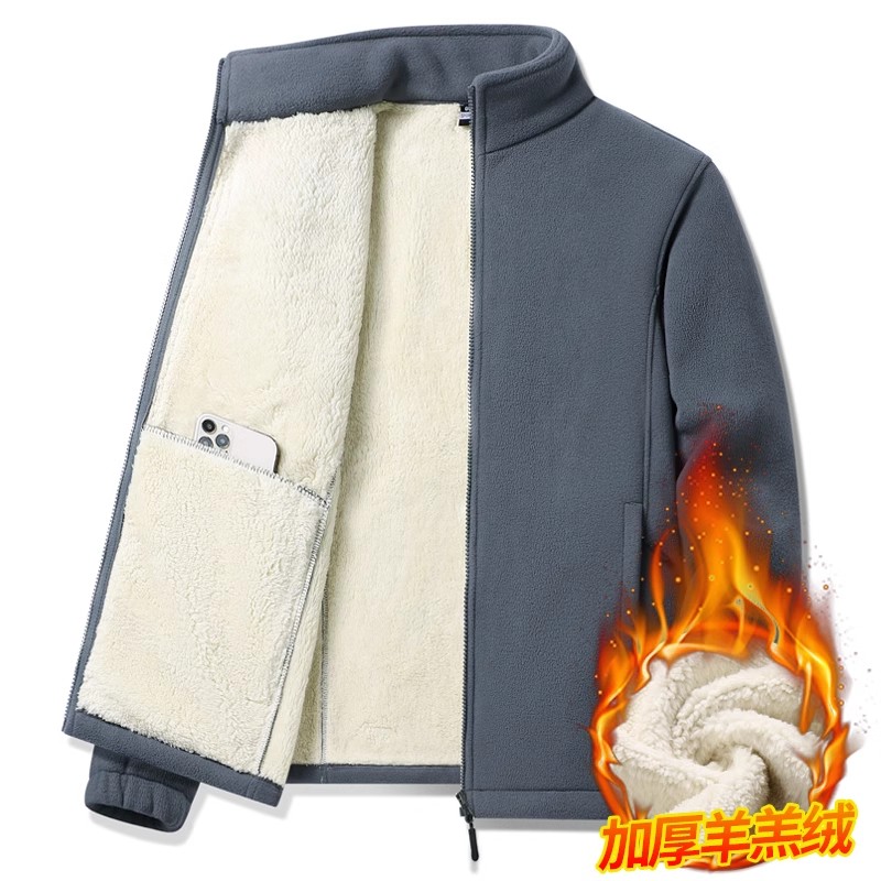 加绒加厚秋冬大码男外套立领