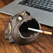 创意个性 可爱家用办公室陶瓷车载摆件 卡通狗烟灰缸ins高颜值时尚