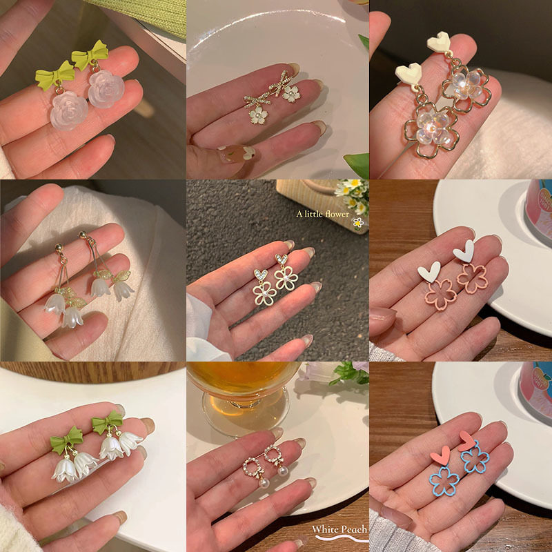 早春铃铛花耳钉女夏设计小清新甜美耳环百搭耳饰ins超仙气质铃兰
