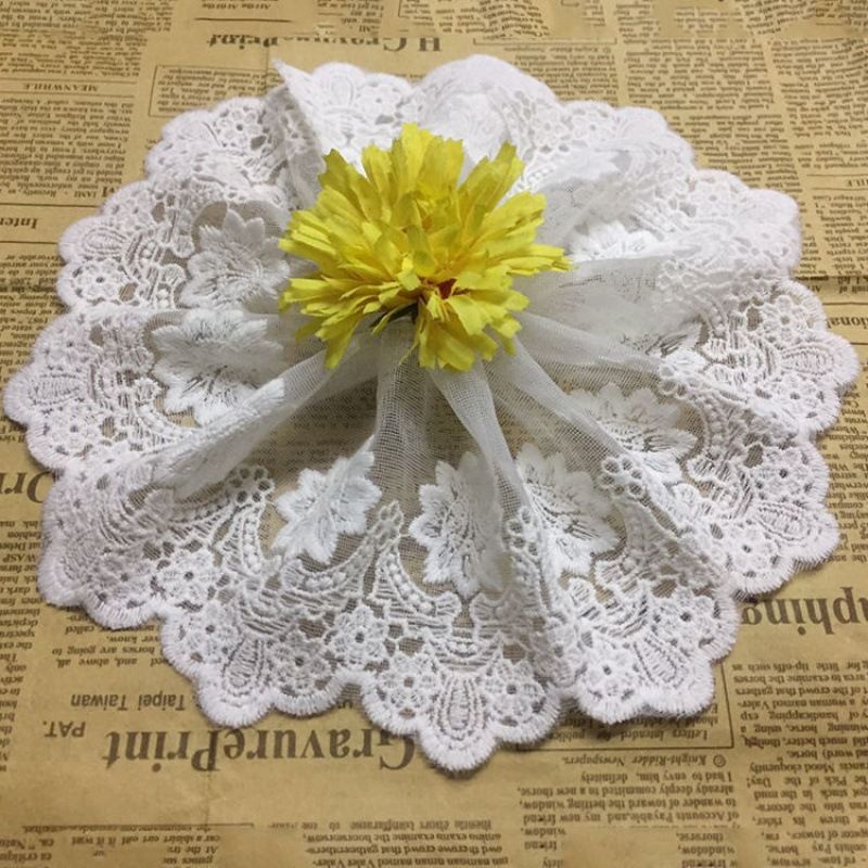 精细网纱白色棉线刺绣蕾丝花边手工diy材料娃衣领服装辅料宽9厂家