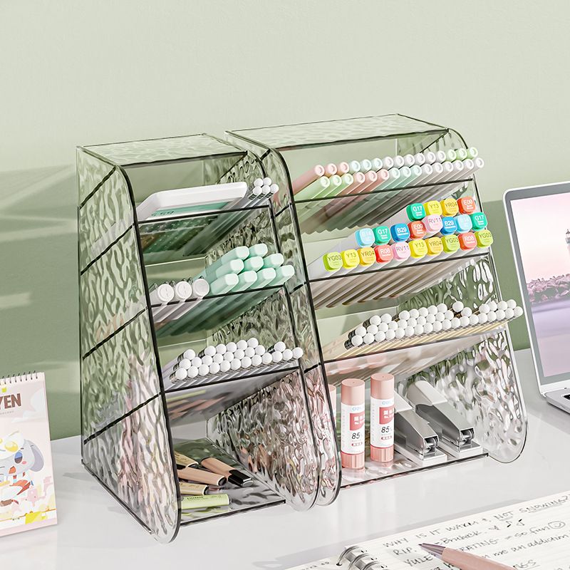 笔筒斜插式ins简约桌面文具收纳盒办公文件收纳用品PET多格笔架