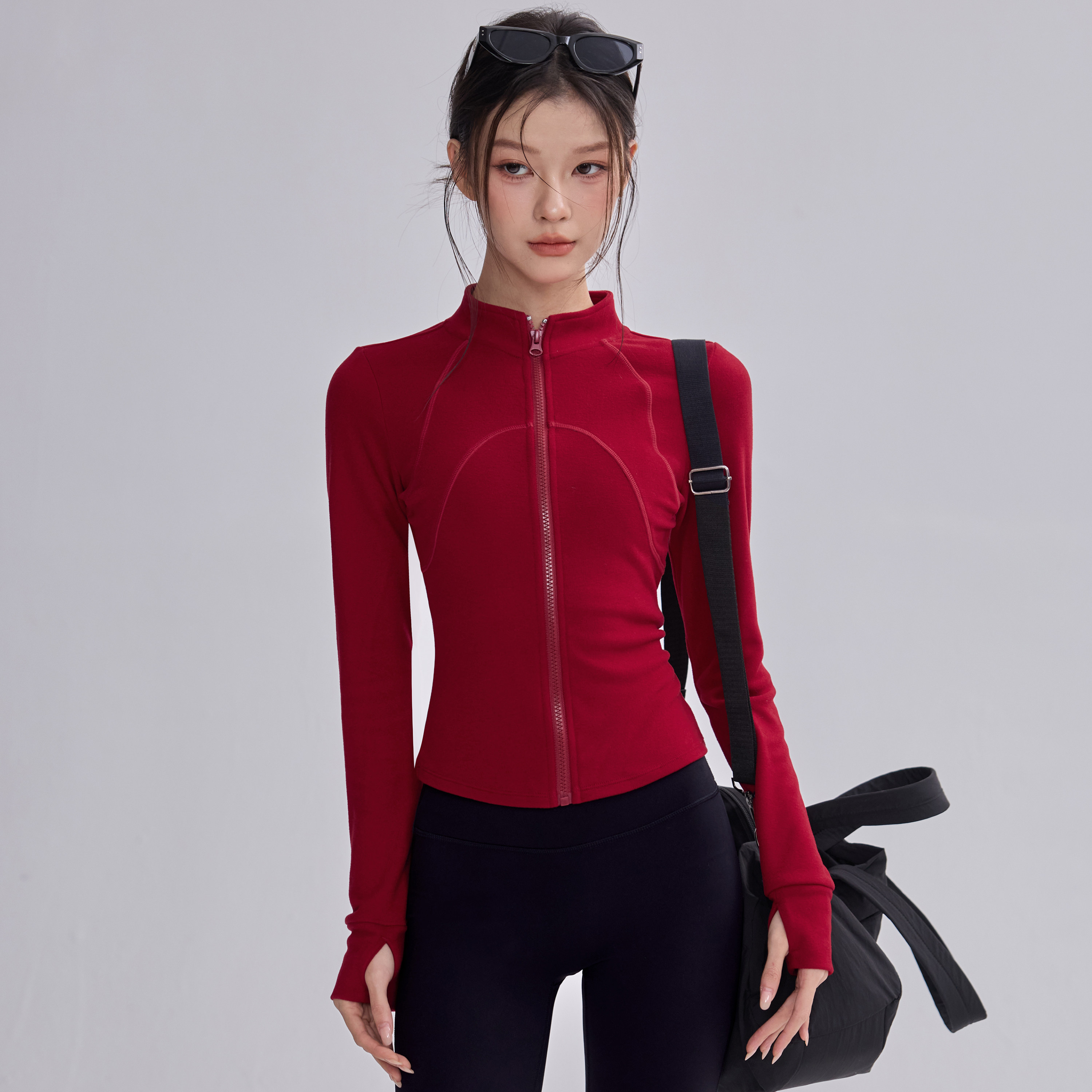 新年红德绒立领瑜伽服外套女显瘦跑步健身衣修身保暖运动上衣秋冬,运动服/休闲服装,运动茄克/外套,淘宝优惠券,粉丝福利购,淘宝优惠卷