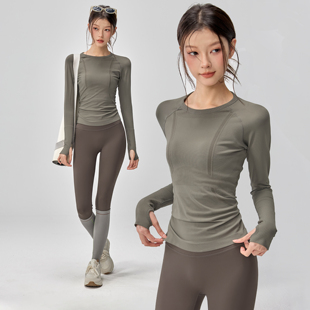 2025新款 女紧身跑步健身速干上衣普拉提训练瑜伽服秋 运动T恤长袖