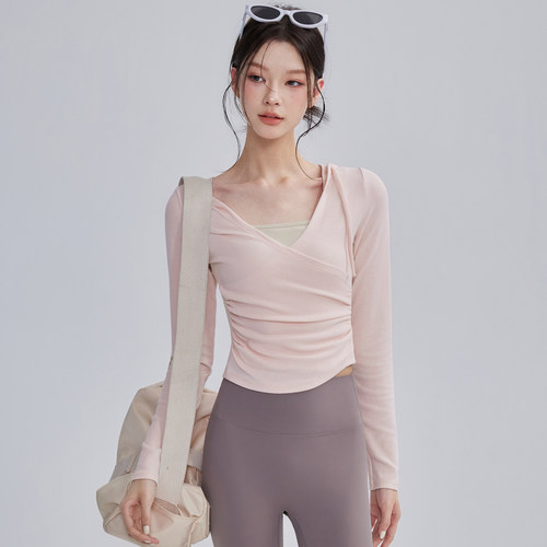 秋季连帽纯欲风V领显瘦瑜伽服