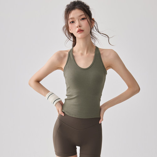 新款带胸垫运动背心女瑜伽服内衣