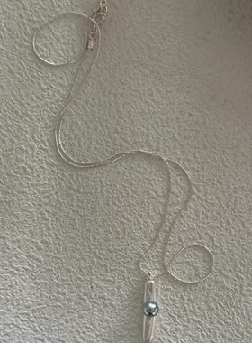 项链女纯银高级感轻奢小众设计百搭巴洛克真多麻银条珍珠吊坠饰品