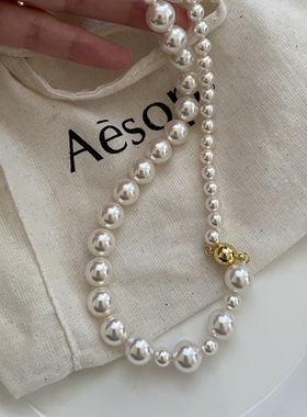 14K包金小众高级金珠磁铁扣项链