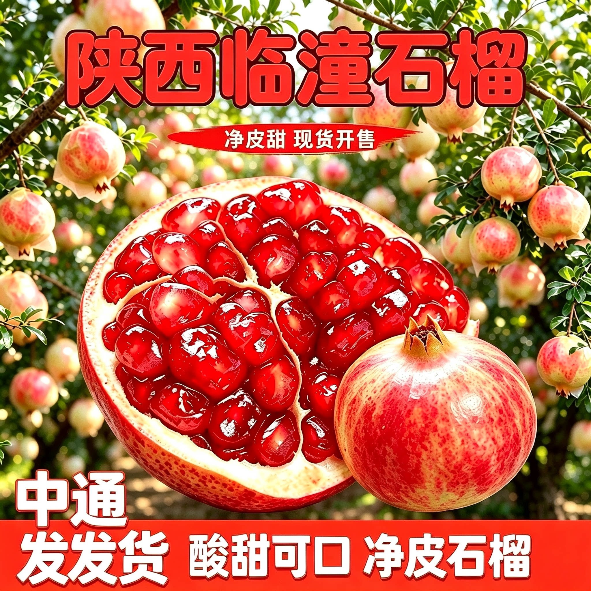 陕西临潼特产净皮老品种石榴5斤9斤新鲜采摘应季孕妇水果酸甜整箱