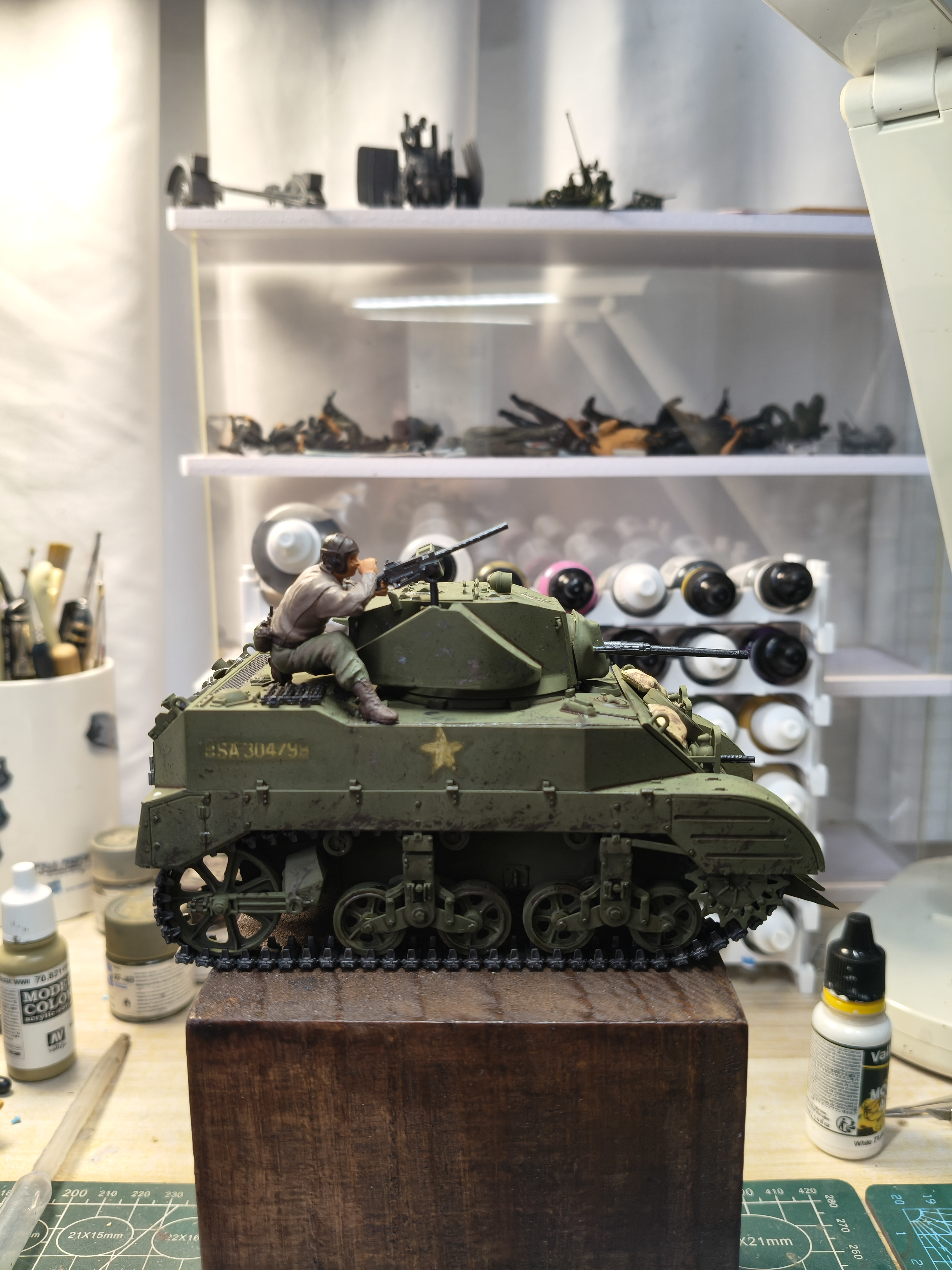 1/35田宫模型美军M5A1坦克已涂装上色塑料静态模型摆件成品手工
