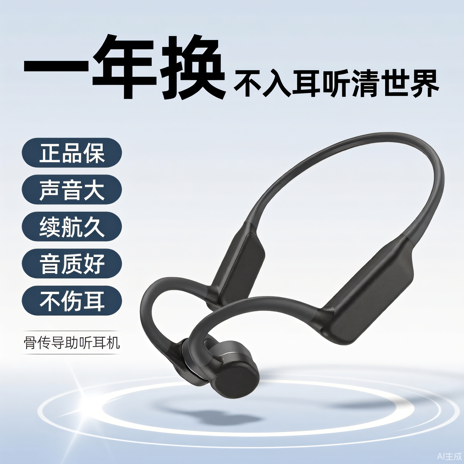 新款无线骨传导助听辅听器一体机骨感不入耳机老年人专用耳聋耳背