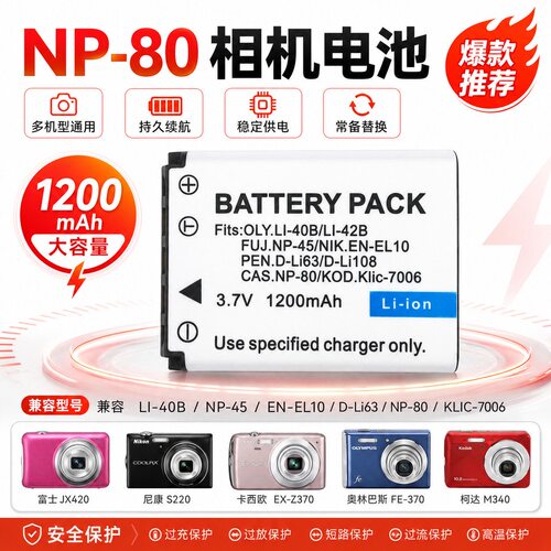 EX-ZS5 ZS6 S8 S9 N1 N2 N10 Z550数码相机NP80电池+充电器