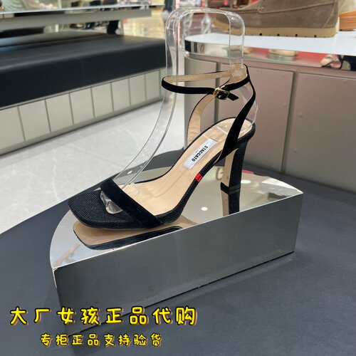思加图高跟鞋细跟法式搭扣凉鞋女
