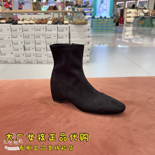 专柜百丽2026冬黑色弹力短靴内增高女士新款商场同款L8047DZ6