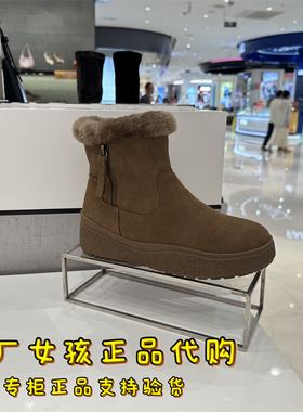 专柜正品百丽2024冬季厚底雪地靴保暖加绒羊毛毛棉鞋短靴C1W1DDD4