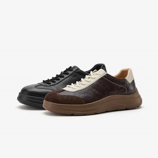 专柜正品Bata2025冬季德训鞋男日常通勤透气厚底牛皮单鞋FFC16DM5