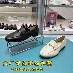 女一脚蹬皮鞋 专柜正品 复古单鞋 AA4 天美意2024春平底乐福鞋 CPC26