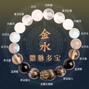 多宝五行手串男女款2025补缺喜用金水木火土天然水晶招财貔貅手链