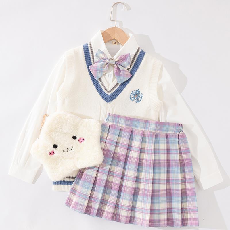 女童jk制服毛衣春秋套装儿童小学生学院风10岁校服裙冬季正版裙子图片