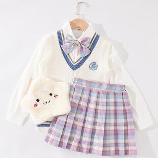 女童jk制服毛衣春秋套装儿童小学生学院风10岁校服裙冬季正版裙子