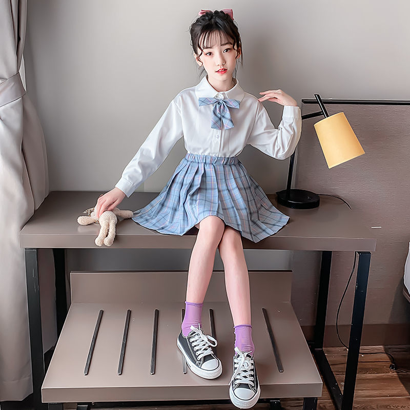 jk全套女童10岁学生百褶裙图片