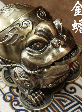 复古带盖烟灰缸 龙龟 金蟾创意多功能烟灰缸 烟灰缸摆件