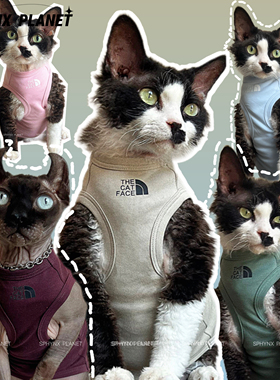 SPHYNX PLANET德文无毛猫斯芬克斯猫衣服夏秋纯棉美式多色背心