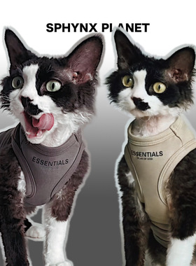 SPHYNX PLANET 德文无毛斯芬克斯猫衣服夏季纯棉潮牌美式宠物背心