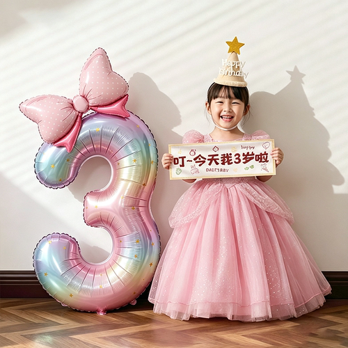 【粉色数字气球】生日礼布置装饰