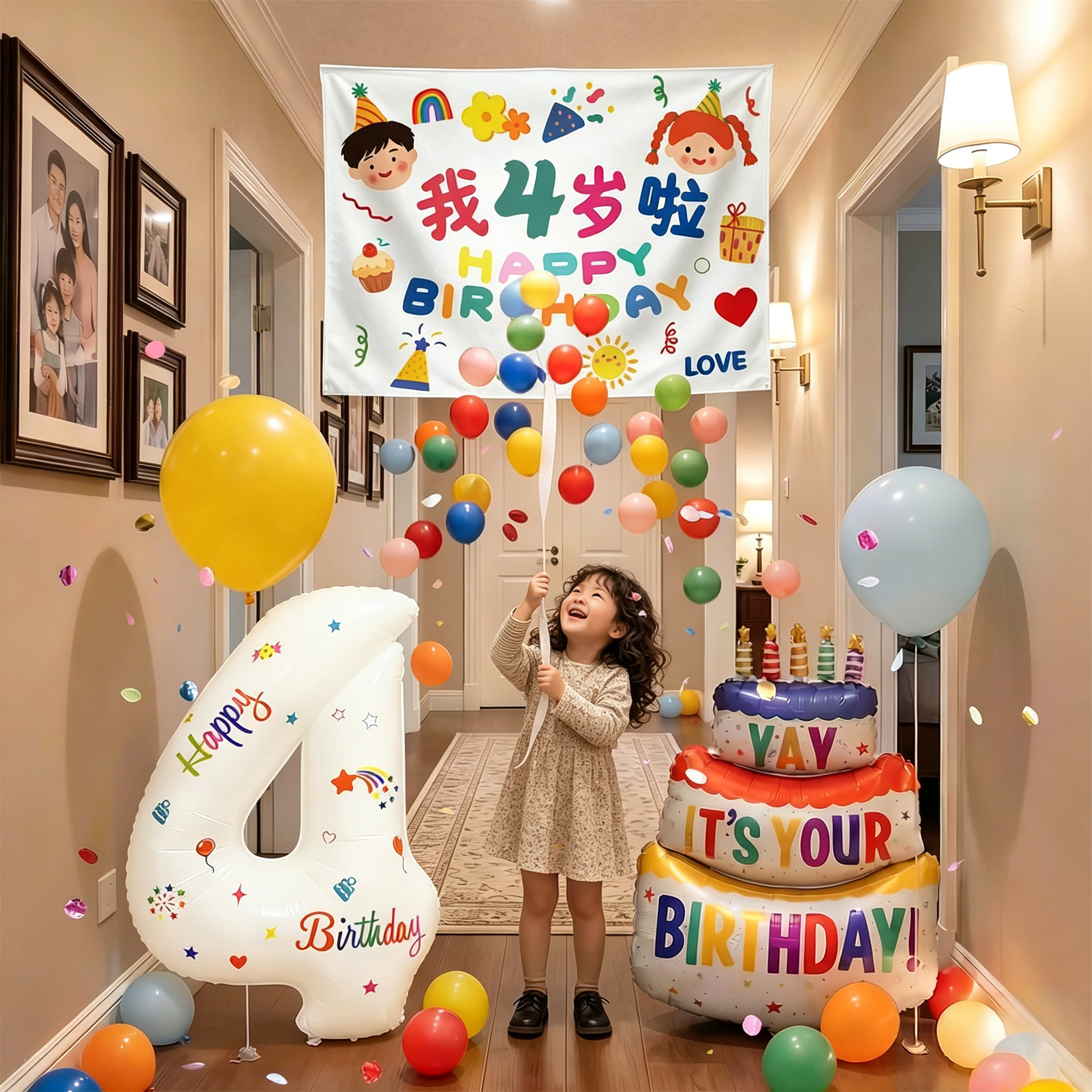 生日场景布置装饰2周岁宝宝儿童男童小女孩party背景墙氛围仪式感