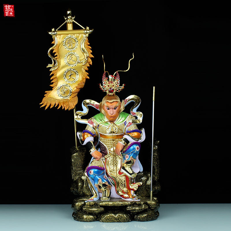 香樟木齐天大圣孙悟空家居摆件斗战胜佛彩绘供奉木雕工艺品精工