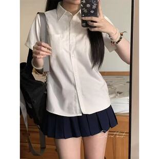 jk白衬衫女基础款短袖制服套装上衣日系学院风学生校服班服衬衣夏