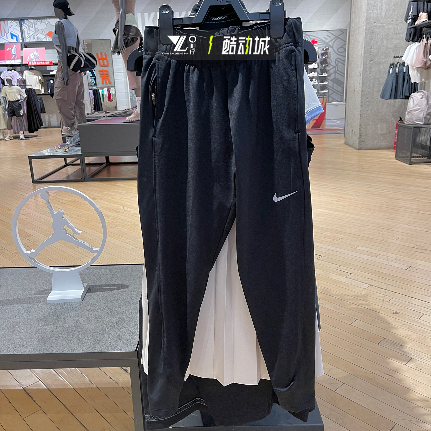 nike耐克女子训练健身跑步薄绒黑色运动裤收口束脚长裤DD6473-010