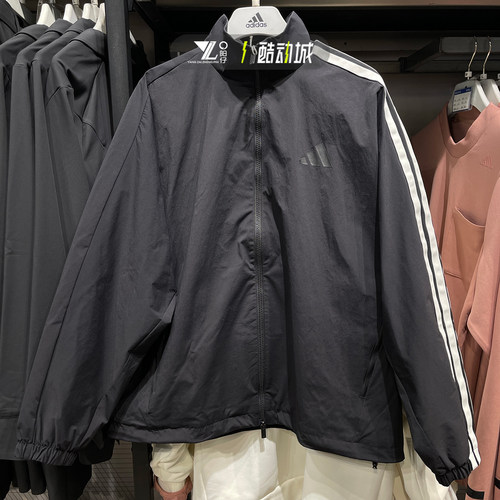 专柜正品Adidas男不规则条纹外套