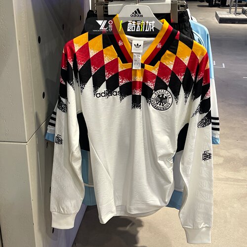 adidas三叶草女V领长袖球衣