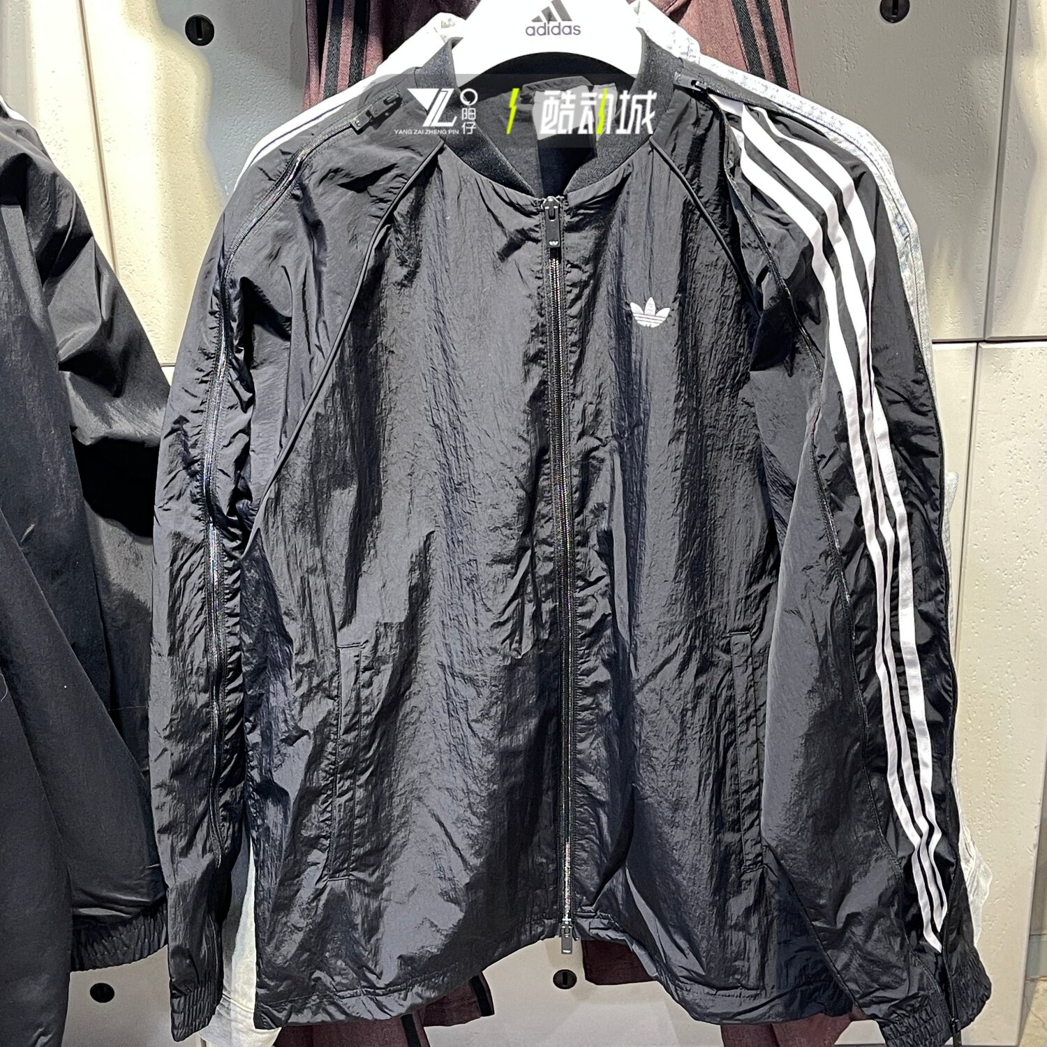 阿迪达斯三叶草正品男女学生秋上衣潮流百搭三条纹外套夹克JX1618