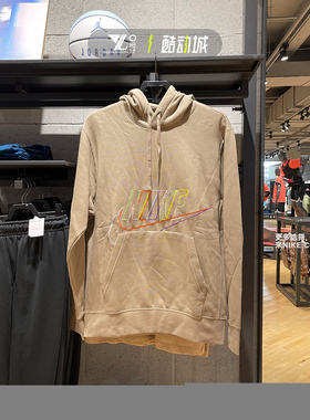 NIE耐克男子加绒保暖运动卫衣刺绣logo连帽休闲套头衫DX0542-247