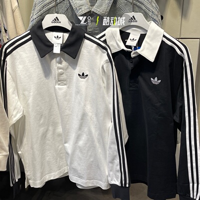 adidas三叶草男长袖POLO运动T恤